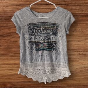 Girls Knit Works Gray Graphic Tee Suze XL